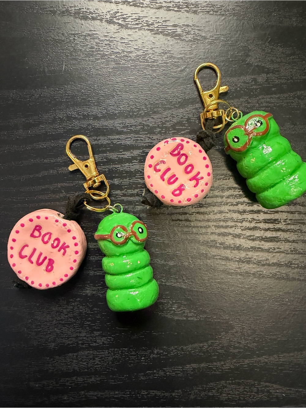 Book Club Worm Keychain x2
